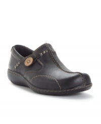 The Clarks Sixty Delta Flats add cute as a button details with top-stitched details, slip-on comfort and adorable button accent. The Clarks Sixty Delta Flats add cute as a button details with top-stitched details, slip-on comfort and adorable button accent.