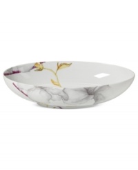 A natural at modern tables, the Aliza Gris oval vegetable bowl from Mikasa creates a serene landscape for casual dining. White porcelain with watercolor florals is sleek and elegant in form, but offers everyday durability. A natural at modern tables, the Aliza Gris oval vegetable bowl from Mikasa creates a serene landscape for casual dining. White porcelain with watercolor florals is sleek and elegant in form, but offers everyday durability.