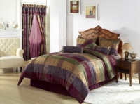 Chezmoi Collection Gitano Jacquard Patchwork 7-Piece Bedding Set, King, Multi Color Chezmoi Collection Gitano Jacquard Patchwork 7-Piece Bedding Set, King, Multi Color