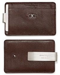 A double Gancini logo on the exterior augments the refined leather of this stately credit card holder, perfect for traveling abroad or a leaner, lighter carry. A double Gancini logo on the exterior augments the refined leather of this stately credit card holder, perfect for traveling abroad or a leaner, lighter carry.