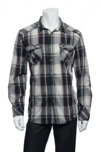 INC Interntional Concepts Men's Wine Plaid Button Down Shirt INC Interntional Concepts Men's Wine Plaid Button Down Shirt