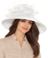 Race Day style: this stunning derby hat by August celebrates fashion and function with a romantic large design that shades you from the bright weekend heat. Race Day style: this stunning derby hat by August celebrates fashion and function with a romantic large design that shades you from the bright weekend heat.