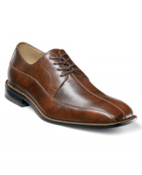The lush color on this pair of men's dress shoes combines with textured leather panels to add some unexpected modern edge to these vintage-inspired bike toe loafers for men from Stacy Adams. The lush color on this pair of men's dress shoes combines with textured leather panels to add some unexpected modern edge to these vintage-inspired bike toe loafers for men from Stacy Adams.