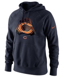 Hands down-make it apparent who your favorite football team is with this Chicago Bears NFL graphic hoodie from Nike. Hands down-make it apparent who your favorite football team is with this Chicago Bears NFL graphic hoodie from Nike.