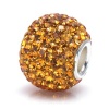 Bella Fascini Golden Topaz Round Ball Crystal Pave Sparkle Bling - Solid .925 Sterling Silver Core European Charm Bead Made with Authentic Swarovski Crystals - Compatible Brand Bracelets : Authentic Pandora, Chamilia, Moress, Troll, Ohm, Zable, Biagi, Kay
