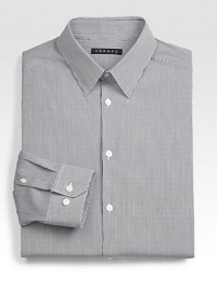 A neatly striped dress shirt tailored from crisp, lightweight cotton with a hint of stretch, pairs effortlessly with your suiting staples for impeccable office style.Button-frontPoint collar72% cotton/23% nylon/5% lycraDry cleanImported A neatly striped dress shirt tailored from crisp, lightweight cotton with a hint of stretch, pairs effortlessly with your suiting staples for impeccable office style.Button-frontPoint collar72% cotton/23% nylon/5% lycraDry cleanImported