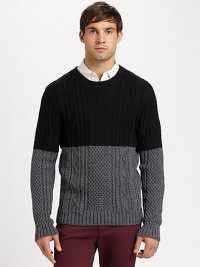 A contemporary trend of the moment, this block design is shaped in a sumptuous wool blend with a crewneck and cable knit detailing at the front.CreweneckRibbed knit collar, cuffs and hem45% acrylic/40% alpaca/15% woolDry cleanImported A contemporary trend of the moment, this block design is shaped in a sumptuous wool blend with a crewneck and cable knit detailing at the front.CreweneckRibbed knit collar, cuffs and hem45% acrylic/40% alpaca/15% woolDry cleanImported
