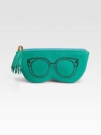 Protect your favorite sunnies in style with this bright case made of rich pebble-grain leather. Top zip closure with leather tasselCotton lining8W X 3½H X ½DImported