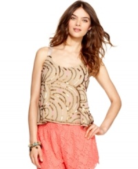 Allover beading & sequins add high-shine to this delicate Free People tank -- perfect for a party look! Allover beading & sequins add high-shine to this delicate Free People tank -- perfect for a party look!