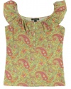 Lauren Ralph Lauren Women's Petite Paisley Ruffled Scoopneck Tank Top