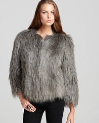 Glam up your look for day or night with this GUESS faux fur jacket. Pair it with skinny jeans and heels for a head-turning look, guaranteed. Glam up your look for day or night with this GUESS faux fur jacket. Pair it with skinny jeans and heels for a head-turning look, guaranteed.
