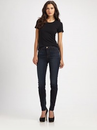 Effortless way to sculpt your figure, these stretchy skinnies have a slightly faded rinse and five-pocket styling. THE FITRise, about 9Inseam, about 30THE DETAILSZip flyFour-pocket style98% cotton/2% spandexMachine washMade in USA of imported fabricModel shown is 5'10 (177cm) wearing US size 4. Effortless way to sculpt your figure, these stretchy skinnies have a slightly faded rinse and five-pocket styling. THE FITRise, about 9Inseam, about 30THE DETAILSZip flyFour-pocket style98% cotton/2% spandexMachine washMade in USA of imported fabricModel shown is 5'10 (177cm) wearing US size 4.