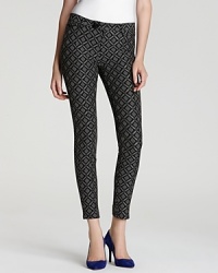 Paired with pumps and a blazer, Nanette Lepore's slender jacquard pants infuse your work wardrobe with graphic impact. Paired with pumps and a blazer, Nanette Lepore's slender jacquard pants infuse your work wardrobe with graphic impact.