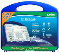 eneloop NEW Super Power Pack, 2000mAh Typical, 1900mAh Minimum, 1500 cycle, 12AA, 4AAA, 2 C and 2 D Spacers, 4 Position Charger, and Storage Case eneloop NEW Super Power Pack, 2000mAh Typical, 1900mAh Minimum, 1500 cycle, 12AA, 4AAA, 2 C and 2 D Spacers, 4 Position Charger, and Storage Case