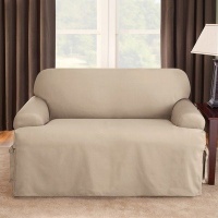 Sure Fit Logan 1-Piece T-Cushion Ties Loveseat Slipcover, Sand Sure Fit Logan 1-Piece T-Cushion Ties Loveseat Slipcover, Sand