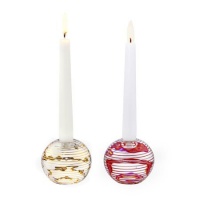 Kosta Boda Glimmer Candlestick Thin Red Stripe Pair Kosta Boda Glimmer Candlestick Thin Red Stripe Pair