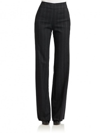 THE LOOKWide waistbandShadow stripe patternFlat frontStraight legsSide zipperTHE FITRise, about 9Inseam, about 33THE MATERIALWool/elastaneFully linedCARE & ORIGINDry cleanMade in ItalyModel shown is 5'10 (177cm) wearing US size 4. THE LOOKWide waistbandShadow stripe patternFlat frontStraight legsSide zipperTHE FITRise, about 9Inseam, about 33THE MATERIALWool/elastaneFully linedCARE & ORIGINDry cleanMade in ItalyModel shown is 5'10 (177cm) wearing US size 4.