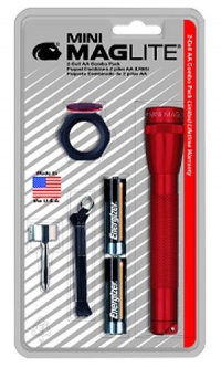 MAGLITE M2A03C AA Mini Maglite Flashlight Combo Pack, Red MAGLITE M2A03C AA Mini Maglite Flashlight Combo Pack, Red