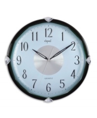 Combining a sleek aluminum dial and translucent green case, this contemporary wall clock gets you there on time and in style. With glass dome and soundless, tick-tock-free movement by Opal Clocks. Combining a sleek aluminum dial and translucent green case, this contemporary wall clock gets you there on time and in style. With glass dome and soundless, tick-tock-free movement by Opal Clocks.