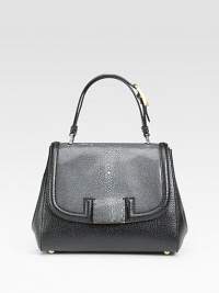 An exotic mix of luxe stingray and buffalo leather, shaped in a sleek flap-front silhouette.Top handle, 5 drop Concealed turnlock flap closure Protective metal feet One inside zip pocket Logo-print satin lining 10½W X 8½H X 5D Made in Italy An exotic mix of luxe stingray and buffalo leather, shaped in a sleek flap-front silhouette.Top handle, 5 drop Concealed turnlock flap closure Protective metal feet One inside zip pocket Logo-print satin lining 10½W X 8½H X 5D Made in Italy