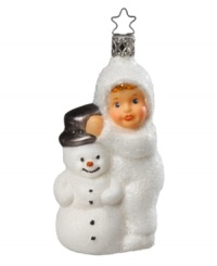 Greet the holidays with this adorable glass ornament from Inge-Glas. Crafted in Germany of the highest-grade, mouth-blown glass and hand-painted for exquisite detail, it truly is a timeless holiday heirloom. Greet the holidays with this adorable glass ornament from Inge-Glas. Crafted in Germany of the highest-grade, mouth-blown glass and hand-painted for exquisite detail, it truly is a timeless holiday heirloom.