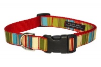 Sassy Dog Wear 13-20-Inch Red/Multi Stripe Dog Collar, Medium