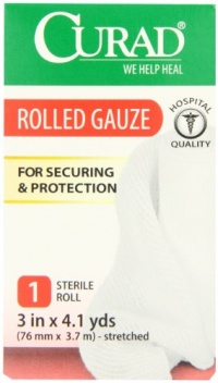 Curad Rolled Gauze, 3 Inches X 4.1 Yards (Pack of 4) Curad Rolled Gauze, 3 Inches X 4.1 Yards (Pack of 4)
