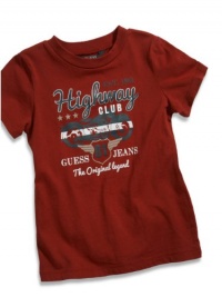 GUESS Kids Boys Baby Boy Short-Sleeve Graphic Shirt (12-, RED (24M) GUESS Kids Boys Baby Boy Short-Sleeve Graphic Shirt (12-, RED (24M)