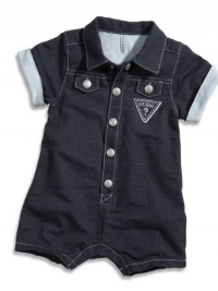 GUESS Kids Boys Newborn Roll-Up Sleeve Romper (0-9M), INDIGO (3/6M) GUESS Kids Boys Newborn Roll-Up Sleeve Romper (0-9M), INDIGO (3/6M)