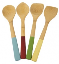 Architec Bamboo Kitchen Tools with Color Handles, Set of 4, Light Architec Bamboo Kitchen Tools with Color Handles, Set of 4, Light