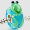 .925 Solid Sterling Silver Cute Sweet Frog Charm Glass Bead