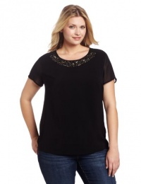 DKNYC Women's Short Sleeve Embellished Top DKNYC Women's Short Sleeve Embellished Top