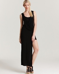 This Bailey 44 maxi dress flaunts an interior mini skirt for a cutting-edge silhouette. This Bailey 44 maxi dress flaunts an interior mini skirt for a cutting-edge silhouette.