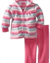 Young Hearts Baby-Girls Infant 2 Piece Stripe Polar Fleece Jacket Set