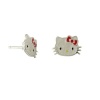 Sanrio Sterling Silver Enamel Hello Kitty Head with Red Bow Stud Earrings