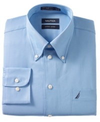 A neat, trim look for everyday wear. Classic Oxford shirt in the comfort of 100% cotton with button collar and chest patch pocket with embroidered logo. A neat, trim look for everyday wear. Classic Oxford shirt in the comfort of 100% cotton with button collar and chest patch pocket with embroidered logo.