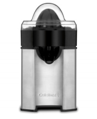 The juicy details! Get the most out of your favorite fruits with this stainless steel, high-powered juicer, which uses an auto-reversing universal cone and final spin feature to put every last drop of goodness into your cup. Easy-to-clean dishwasher-safe parts cut down on prep time! 3-year limited warranty. Model CCJ500. The juicy details! Get the most out of your favorite fruits with this stainless steel, high-powered juicer, which uses an auto-reversing universal cone and final spin feature to put every last drop of goodness into your cup. Easy-to-clean dishwasher-safe parts cut down on prep time! 3-year limited warranty. Model CCJ500.