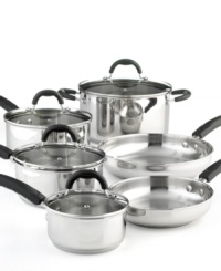 A range of excellence for your range! The stainless steel construction of this masterpiece collection brings versatility and convenience into your kitchen, heating up fast and cleaning up even quicker with a run in the dishwasher. Each piece features an encapsulated impact-bonded base that exhibits superior heat conduction on any type of stovetop surface. Limited lifetime warranty. A range of excellence for your range! The stainless steel construction of this masterpiece collection brings versatility and convenience into your kitchen, heating up fast and cleaning up even quicker with a run in the dishwasher. Each piece features an encapsulated impact-bonded base that exhibits superior heat conduction on any type of stovetop surface. Limited lifetime warranty.