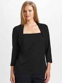 Pretty pleats add a touch of texture to this flattering, cotton top with a modern square neckline. You will find your perfect fit thanks to this top's hint of stretch.Pleat details at square necklineThree-quarter sleevesPull-on styleAbout 27 from shoulder to hem96% cotton/4% elastaneMachine washImported of Italian fabric Pretty pleats add a touch of texture to this flattering, cotton top with a modern square neckline. You will find your perfect fit thanks to this top's hint of stretch.Pleat details at square necklineThree-quarter sleevesPull-on styleAbout 27 from shoulder to hem96% cotton/4% elastaneMachine washImported of Italian fabric