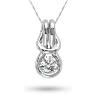 Love Knot, 14K White Gold Diamond Knot Pendant, 1/6 ctw. Love Knot, 14K White Gold Diamond Knot Pendant, 1/6 ctw.