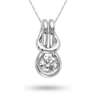 Love Knot, 14K White Gold Diamond Knot Pendant, 1/6 ctw.