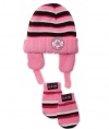 Converse Toddler Girls 2 Piece Knit Hat & Mittens Set, Pink, Size 2/4T