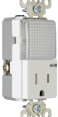 Pass and Seymour TM8HWLTRWCC6 Decorator Combination Hall Light and Tamper Resistant Single Receptacle, White Pass and Seymour TM8HWLTRWCC6 Decorator Combination Hall Light and Tamper Resistant Single Receptacle, White