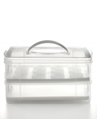 Cruise to your destination with yummy cupcakes in tow. This carrier lets you bring baked goods wherever you go, offering on-the-go protection for cupcakes, cookies, quarter sheets, cakes and more. Lid snaps securely closed to effortless transport. Limited lifetime warranty. Cruise to your destination with yummy cupcakes in tow. This carrier lets you bring baked goods wherever you go, offering on-the-go protection for cupcakes, cookies, quarter sheets, cakes and more. Lid snaps securely closed to effortless transport. Limited lifetime warranty.