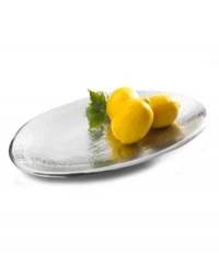 A natural statement made brilliant by hammered aluminum, this large oval serving platter from Towle's collection of serveware and serving dishes offers effortless design that's easy-to-clean, never requires polish and is completely durable. A natural statement made brilliant by hammered aluminum, this large oval serving platter from Towle's collection of serveware and serving dishes offers effortless design that's easy-to-clean, never requires polish and is completely durable.