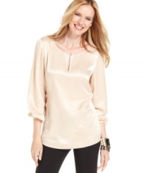 Satin charmeuse makes Kasper's blouse feel special. Let it peek out from behind a suit blazer or try it tucked into a chic skirt. Satin charmeuse makes Kasper's blouse feel special. Let it peek out from behind a suit blazer or try it tucked into a chic skirt.