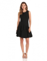 HALSTON HERITAGE Women's Sleeveless Scoop Neck Ponte Dress, Black, 2 HALSTON HERITAGE Women's Sleeveless Scoop Neck Ponte Dress, Black, 2