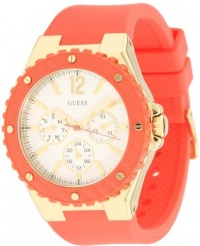 GUESS Coral and Gold-Tone Feminine Sport Watch