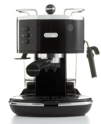 All about espresso. The De'Longhi Icona espresso machine brings cafe-style brewing to your countertop, delivering captivating flavor at the push of a button. Enjoy more option with a 2-in-1 filter holder that lets you brew from fresh grounds or ESE coffee pods. One-year warranty. Model ECO310BK. All about espresso. The De'Longhi Icona espresso machine brings cafe-style brewing to your countertop, delivering captivating flavor at the push of a button. Enjoy more option with a 2-in-1 filter holder that lets you brew from fresh grounds or ESE coffee pods. One-year warranty. Model ECO310BK.