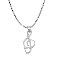 Sterling Silver Musical Note Pendant Necklace, 18 Sterling Silver Musical Note Pendant Necklace, 18